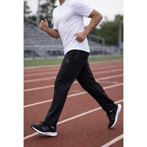 Adidas Originals Track Pants Mens XL Black 3-Stripe Straight Leg Zip Pockets